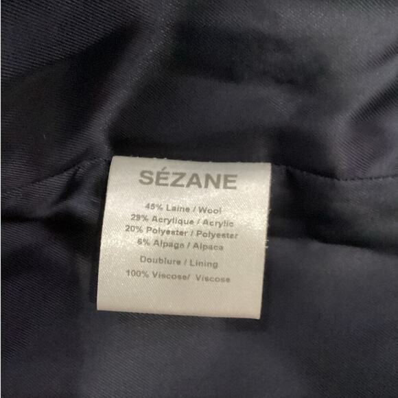 Sezane Octave Coat In Burgundy Gray Tiles Size 8 Plaid Double Breasted Jacket - Picture 10 of 11